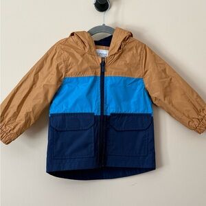 Uniqlo Kids Colorblock Raincoat - Blue and Tan